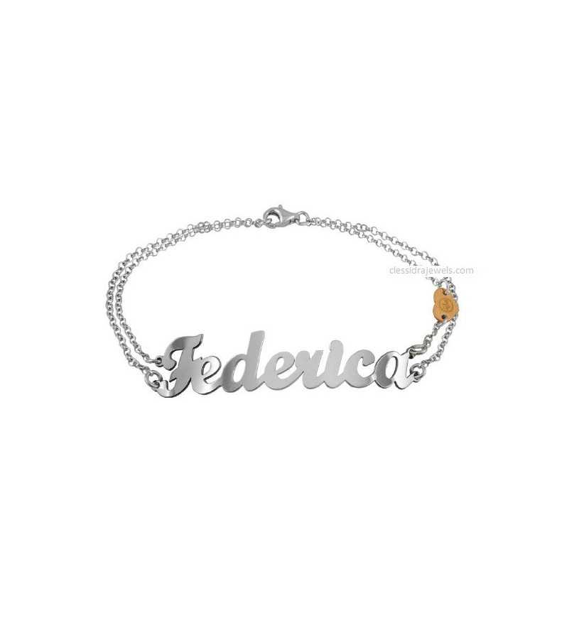 Bracciale personalizzato con nome BRMD04 silver| Clessidra