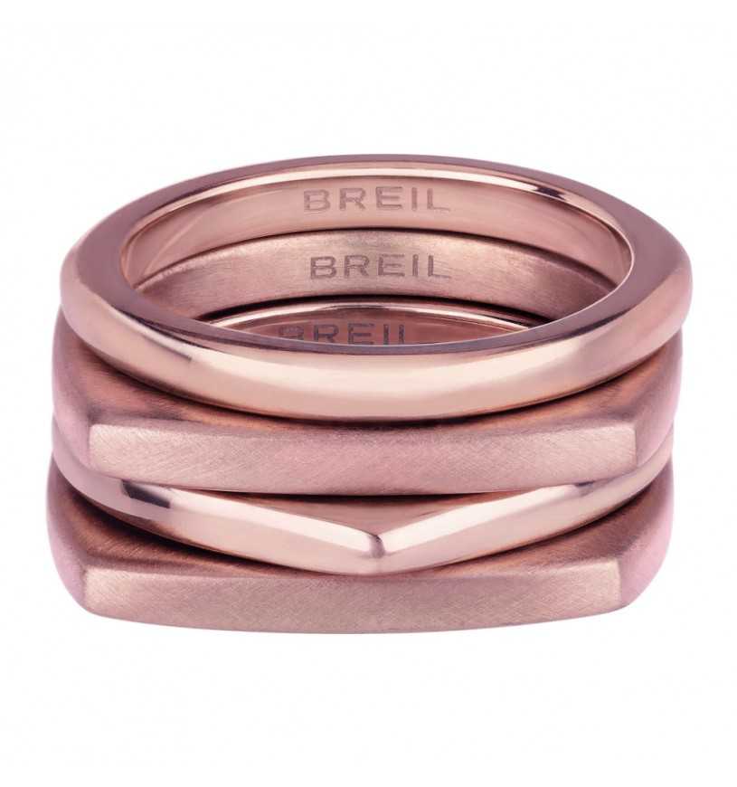 Breil set di anelli Tetra oro rosa donna Clessidra