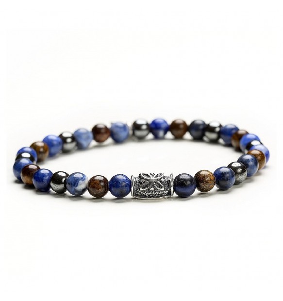 Bracciale Gerba Stone 6 mm 245 GREY AND BLUE