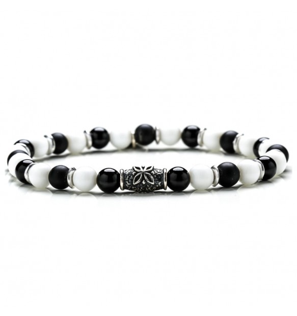 Bracciale Gerba Stone 6 mm 285 BLACK AND WHITE