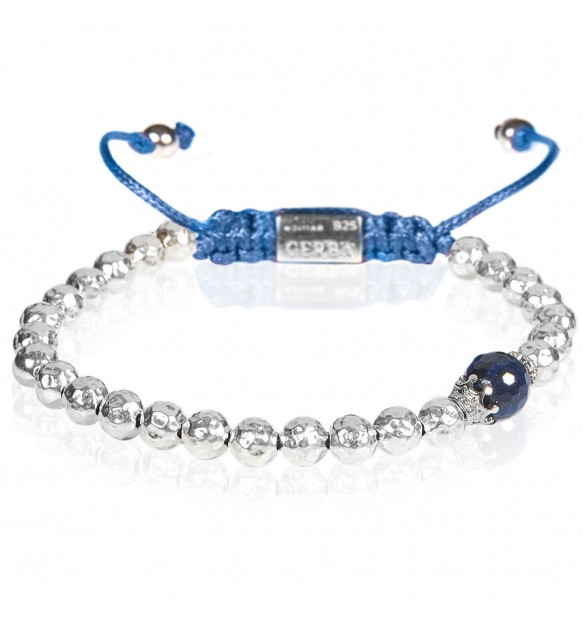 Bracciale Gerba Silver Ball occhio di tigre blu SB09