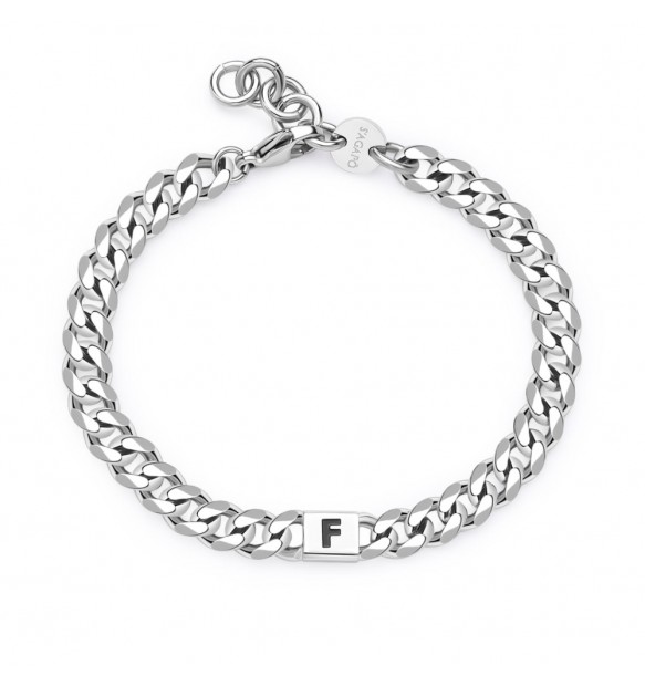 Bracciale Sagapo Monogram lettera F uomo SMG16