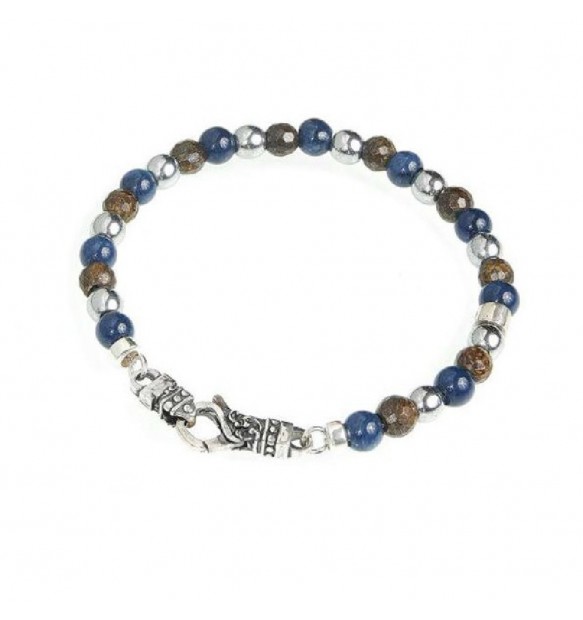 Bracciale Gerba Mosch bronzite e agata blu MOSCH05